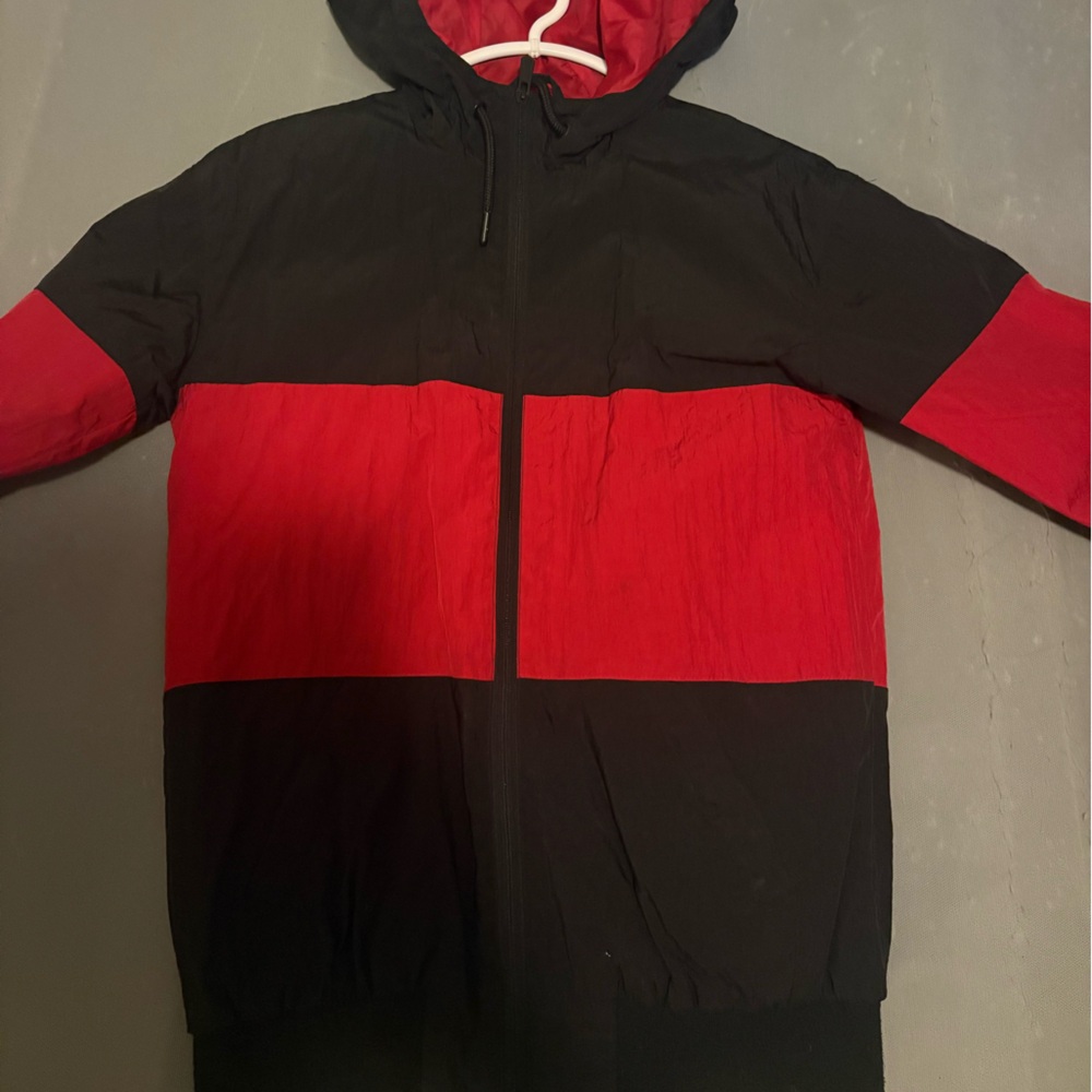 Red and Black Hooded Jacket
